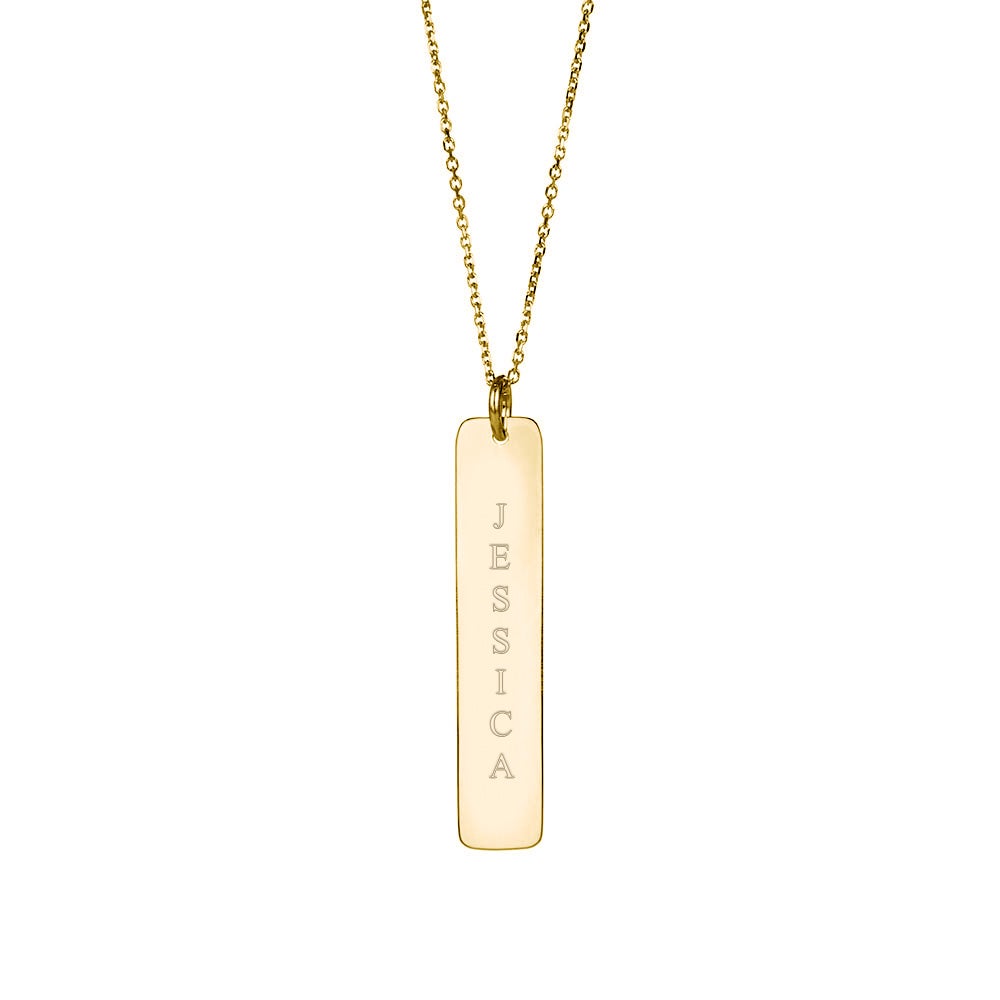 14K Gold Vertical Name Bar Necklace