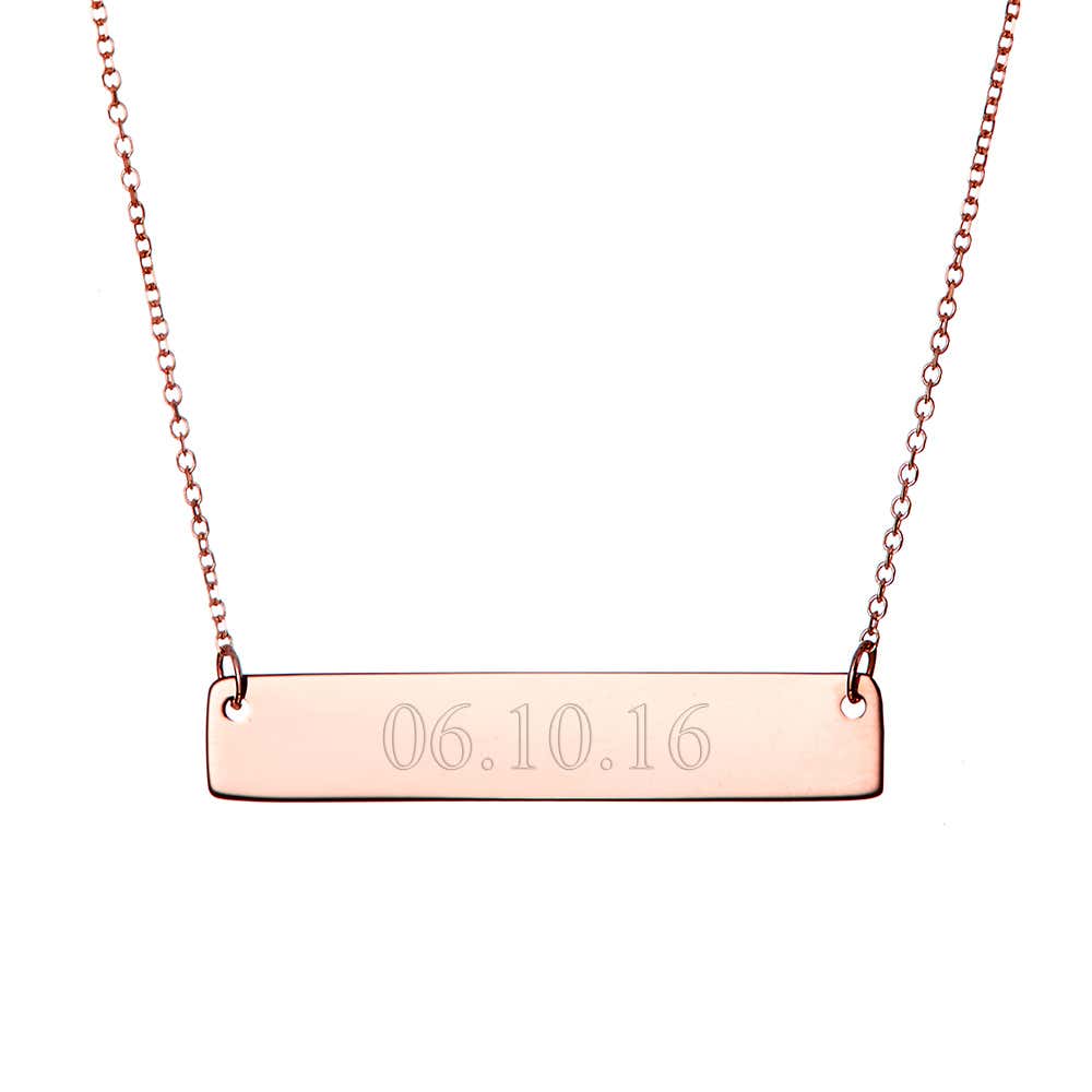Rose Gold and Black Bar Necklace Set in Silver
