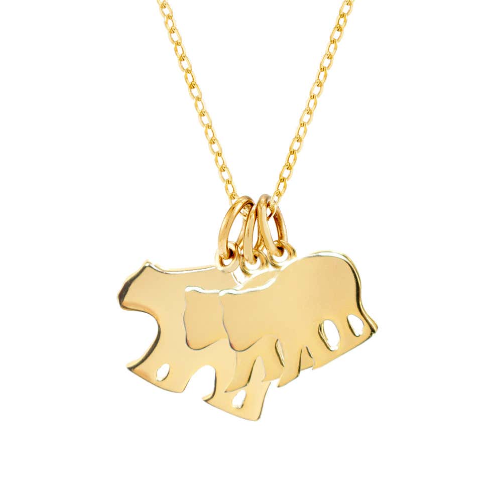 Custom Mama and Two Baby Bears Gold Necklace | Eve's Addiction