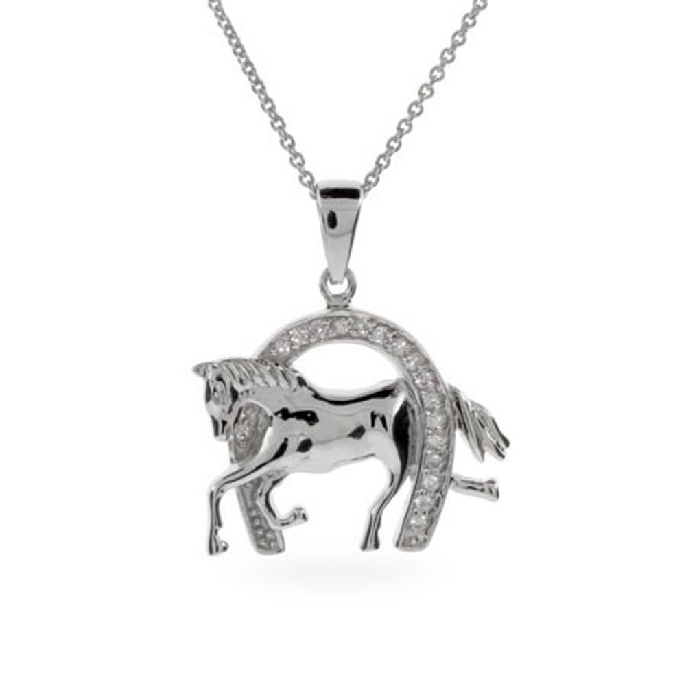 Designer Inspired CZ Equestrian Horseshoe Necklace