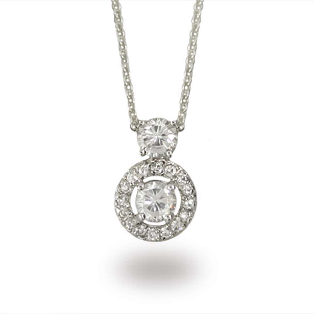 Vintage Style Diamond CZ Circle Drop Necklace