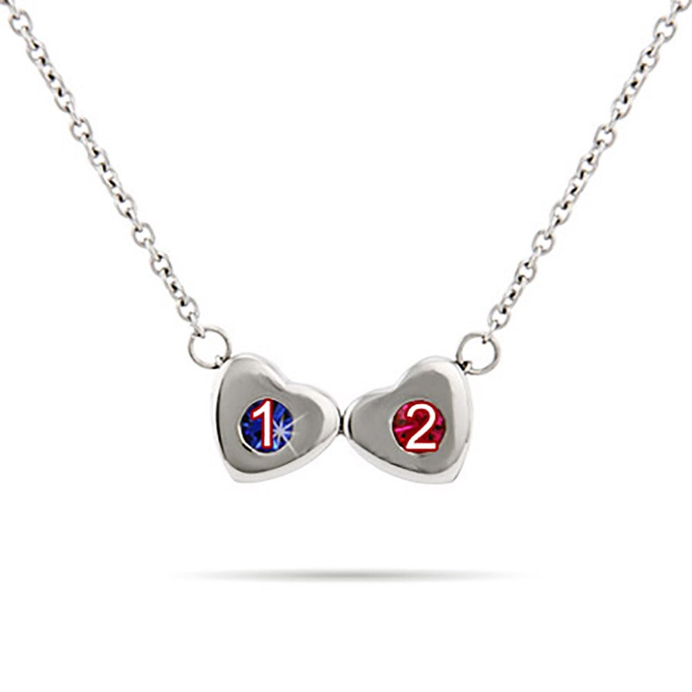 Two Birthstone Family of Hearts Necklace