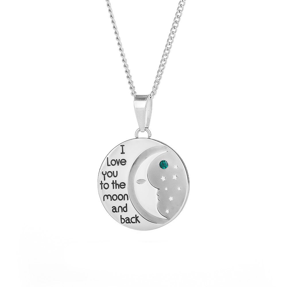Custom I Love You To The Moon and Back Birthstone Necklace