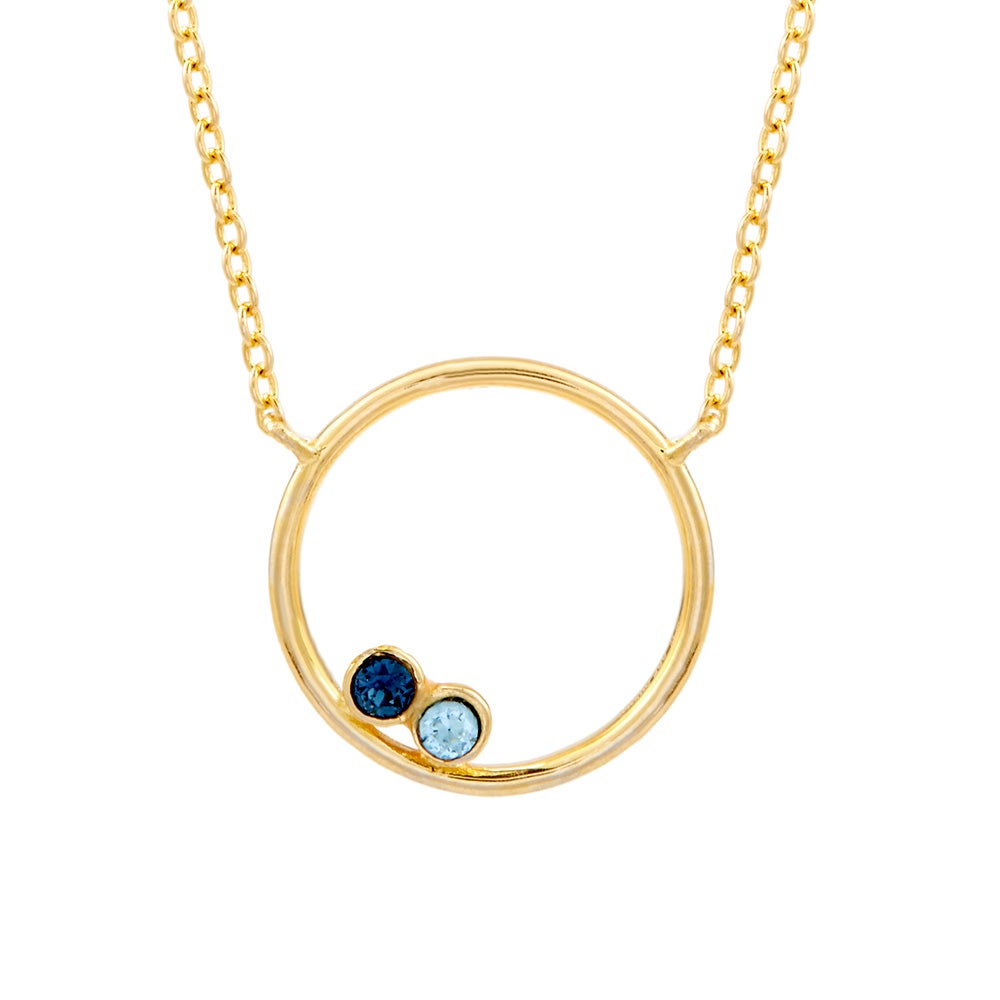 2 Stone Gold Circle Mother's Birthstone 