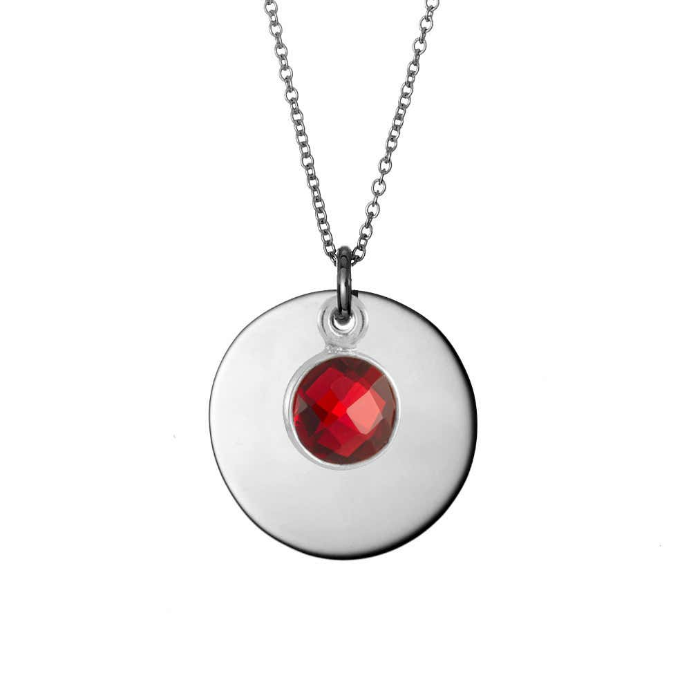 Custom Silver Disc Birthstone Necklace | Eve's Addiction