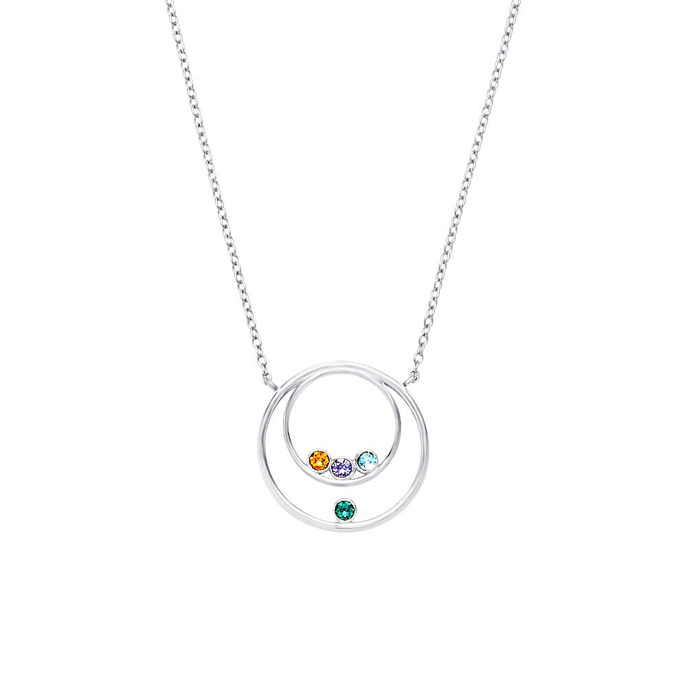 circle necklace with birthstones