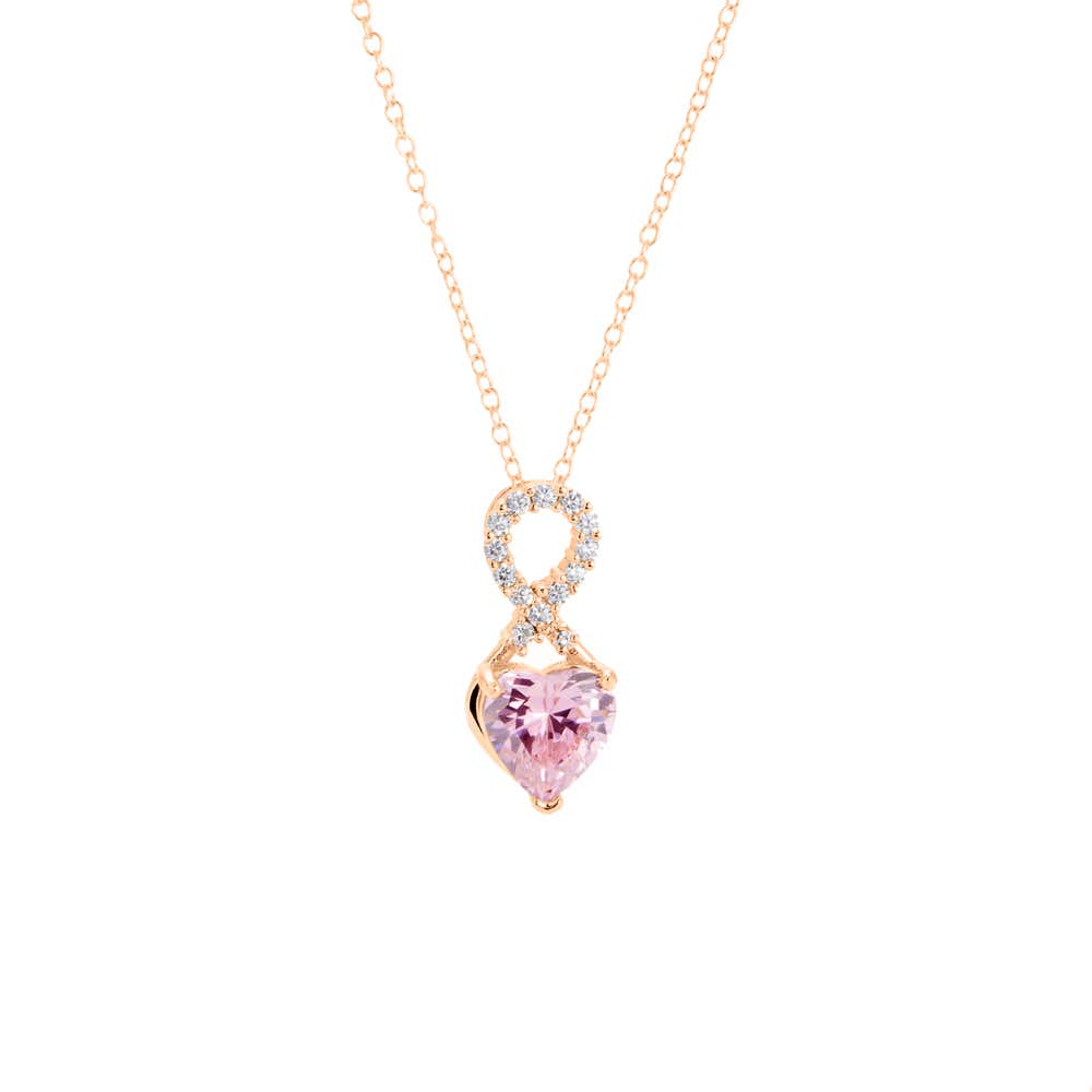 Infinity Heart Rose Gold Birthstone Necklace | Eve's Addiction