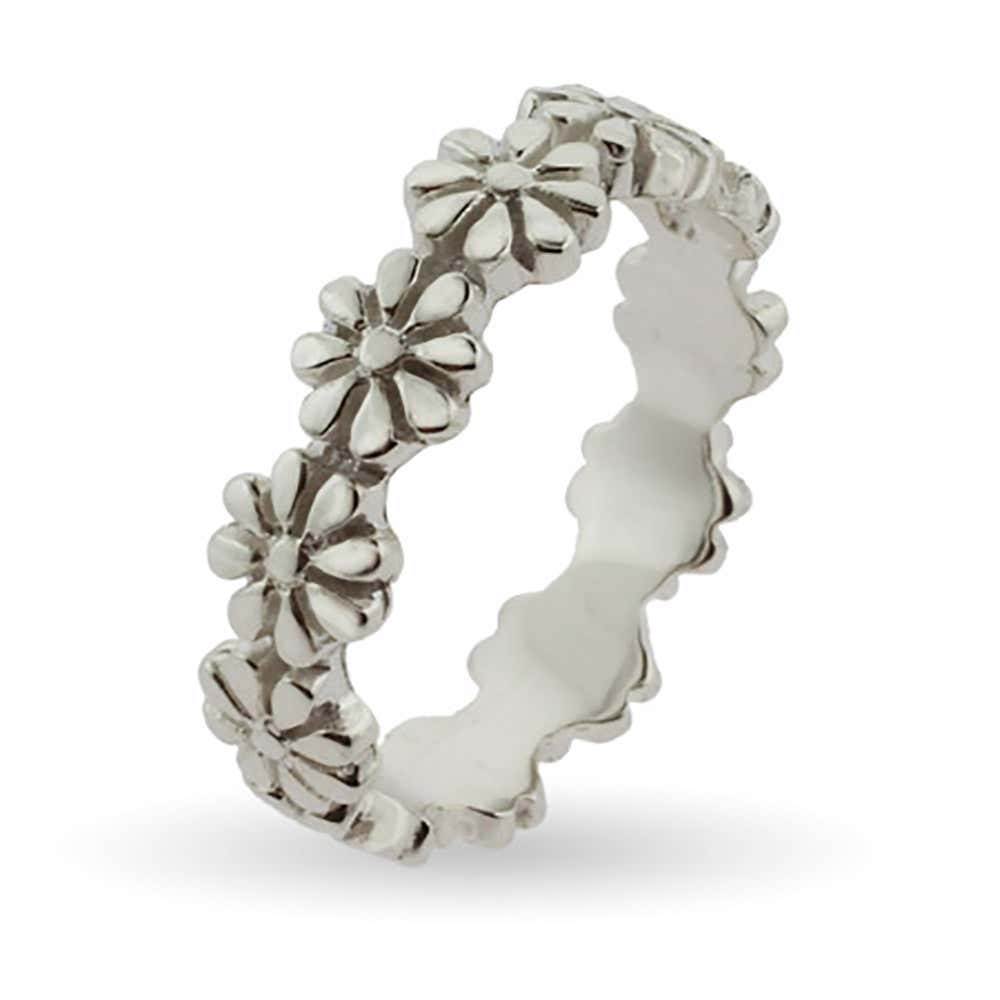 Ring of Flowers Silver Stackable Band | Eve's Addiction