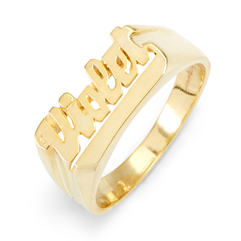Celebrity Inspired Gold Vermeil Name Ring | Eve's Addiction®