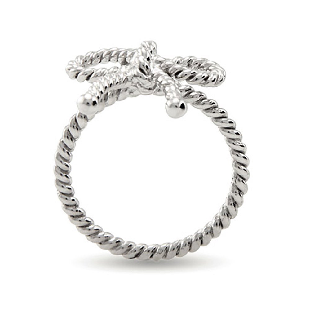 Designer Style Silver Twisted Bow Ring