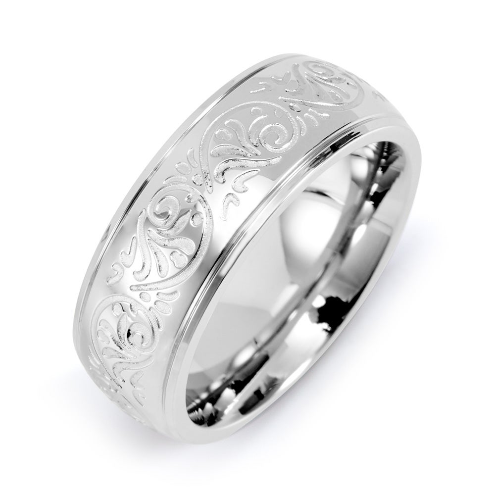Engravable Mens Stainless Steel Carved Design Ring | Eve's Addiction®