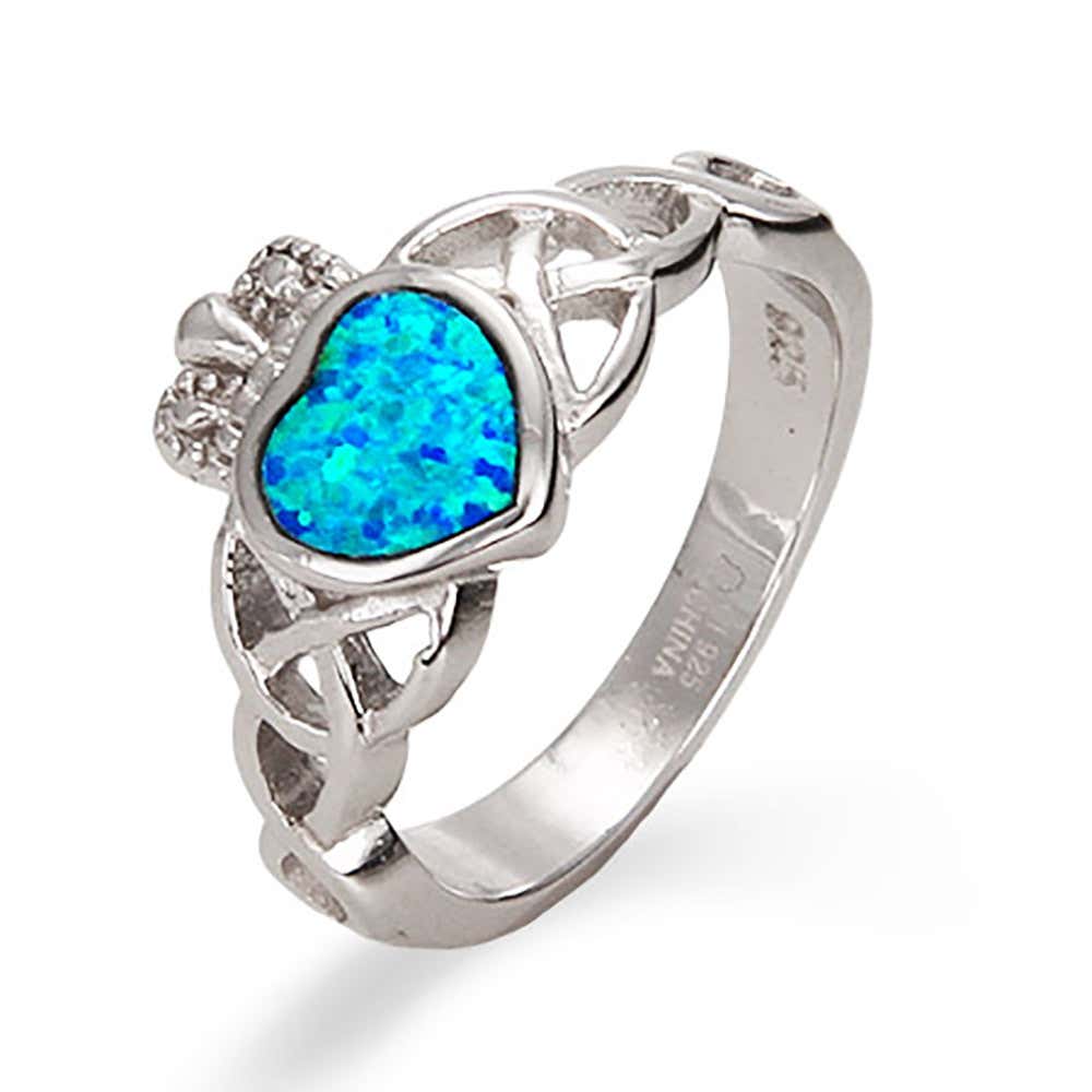 Sterling Silver Opal Claddagh Ring Eve's Addiction®
