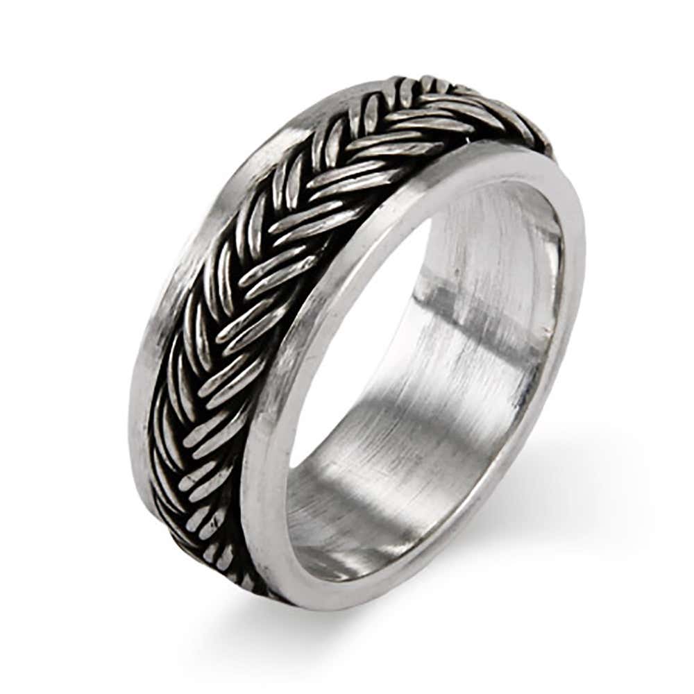 Sterling Silver Braided Design Spinner Band | Eve's Addiction