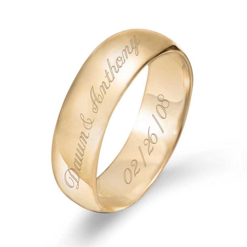 Gold Engraved Couple's Message Ring