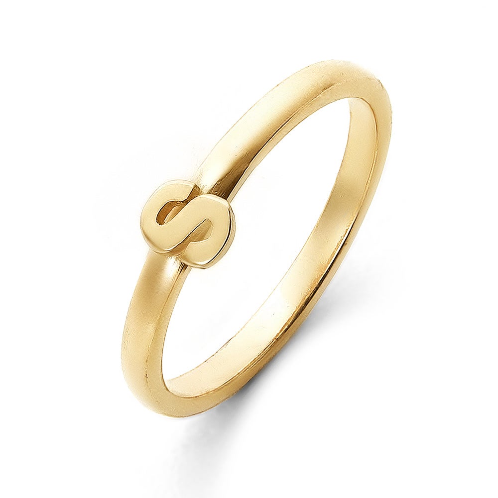 Personalized Stackable Gold Initial Ring | Eve's Addiction®