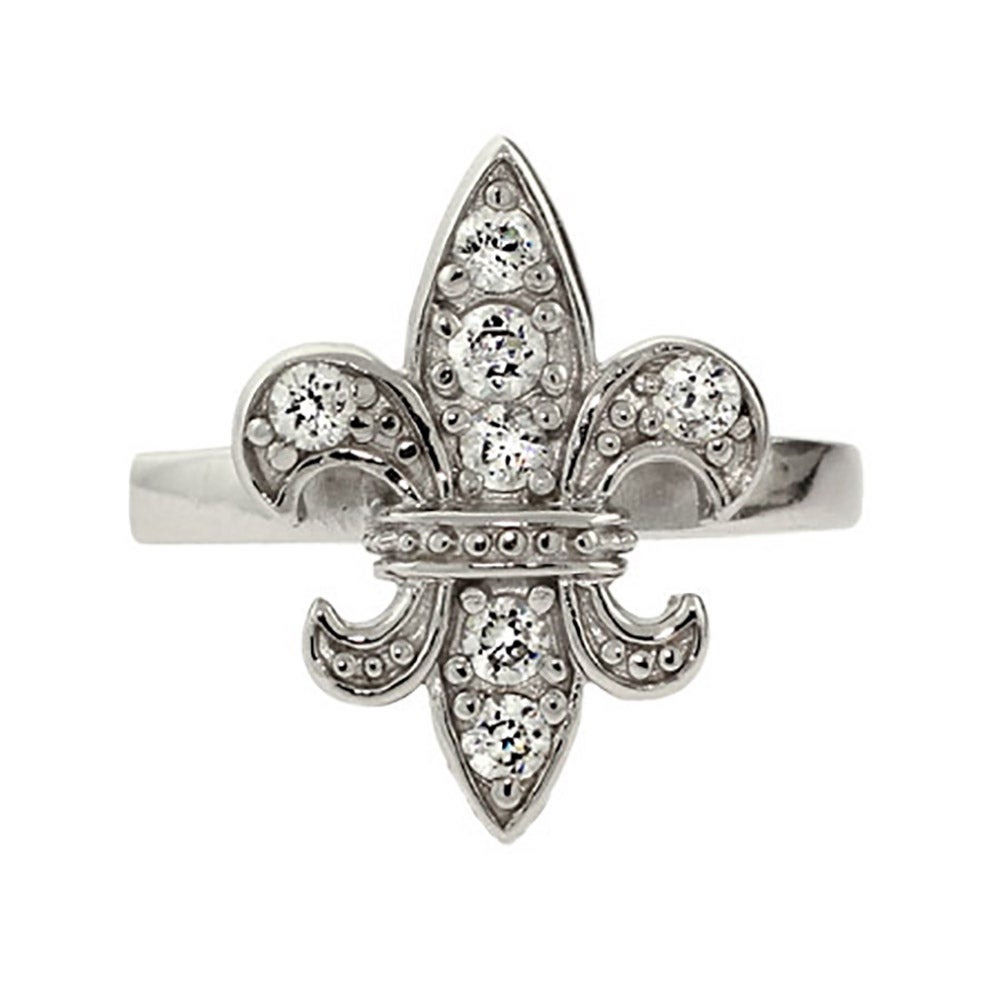CZ Fleur De Lis Ring in Sterling Silver | Eve's Addiction®