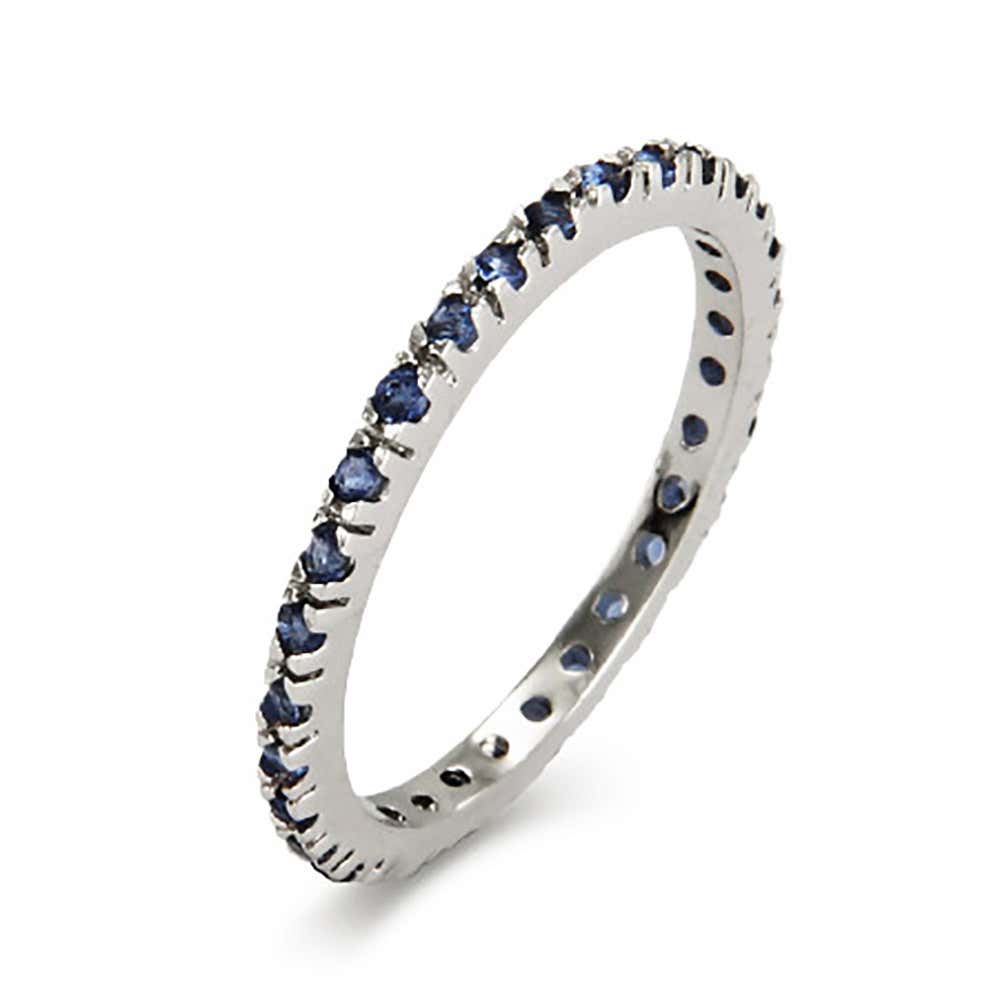 Sapphire CZ Thin Stackable Band in Sterling Silver | Eve's Addiction