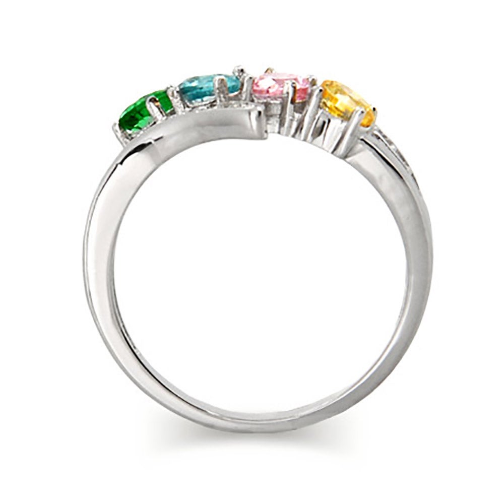 4 Stone CZ Bypass Birthstone Mother's Ring | Eve's Addiction®