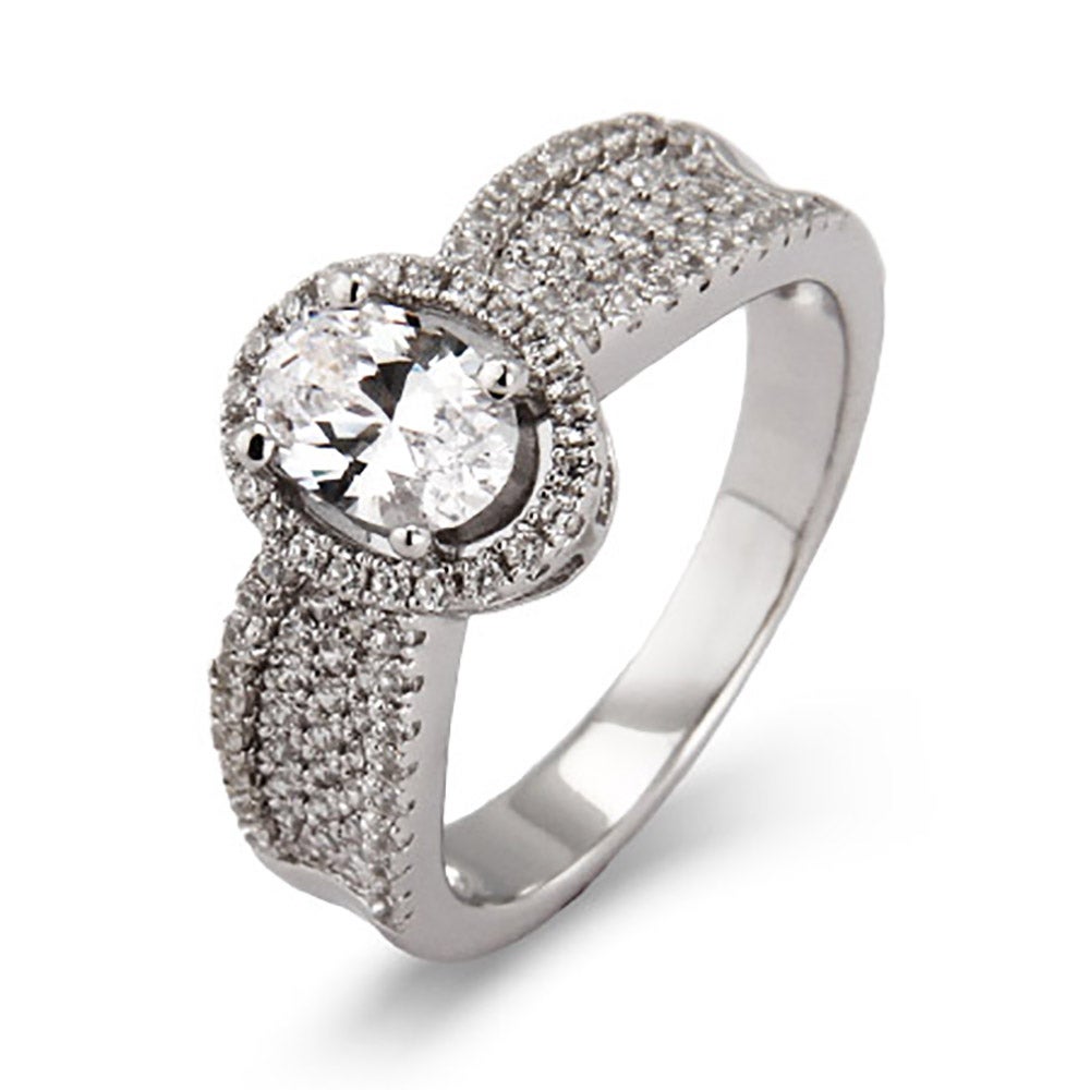 Halo Oval Cut Micro Pave CZ Ring | Eve's Addiction®