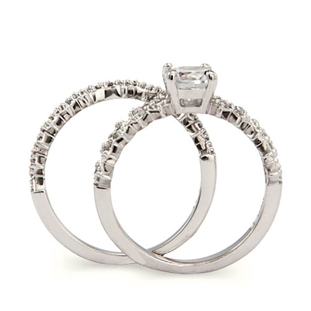 Sparkling Hugs and Kisses CZ Engagement Ring Set | Eve's Addiction®