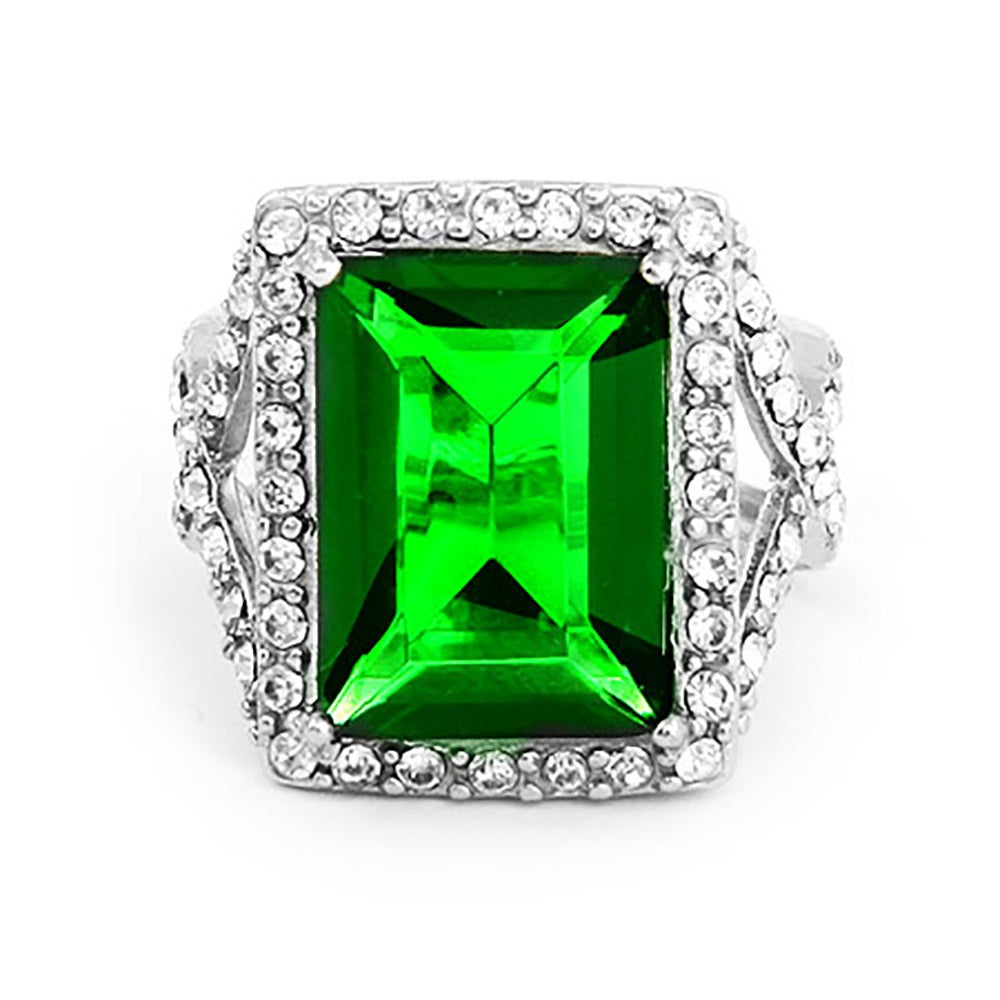 Green Emerald Cut CZ Cocktail Ring | Eve's Addiction