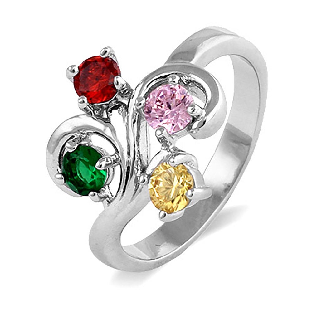 Sterling Silver Stackable Name Birthstone Rings - Woobie Beans