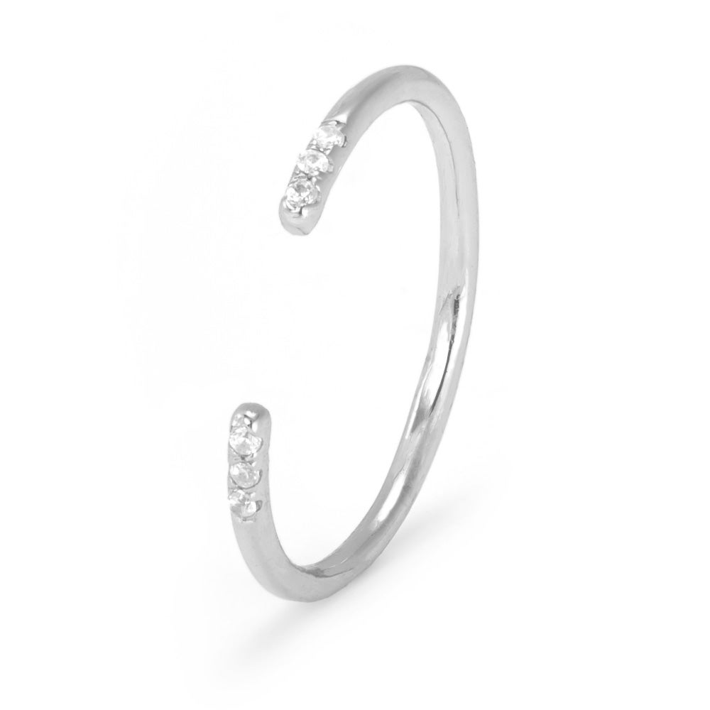 Petite Sterling Silver Open CZ Stackable Ring | Eve's Addiction®