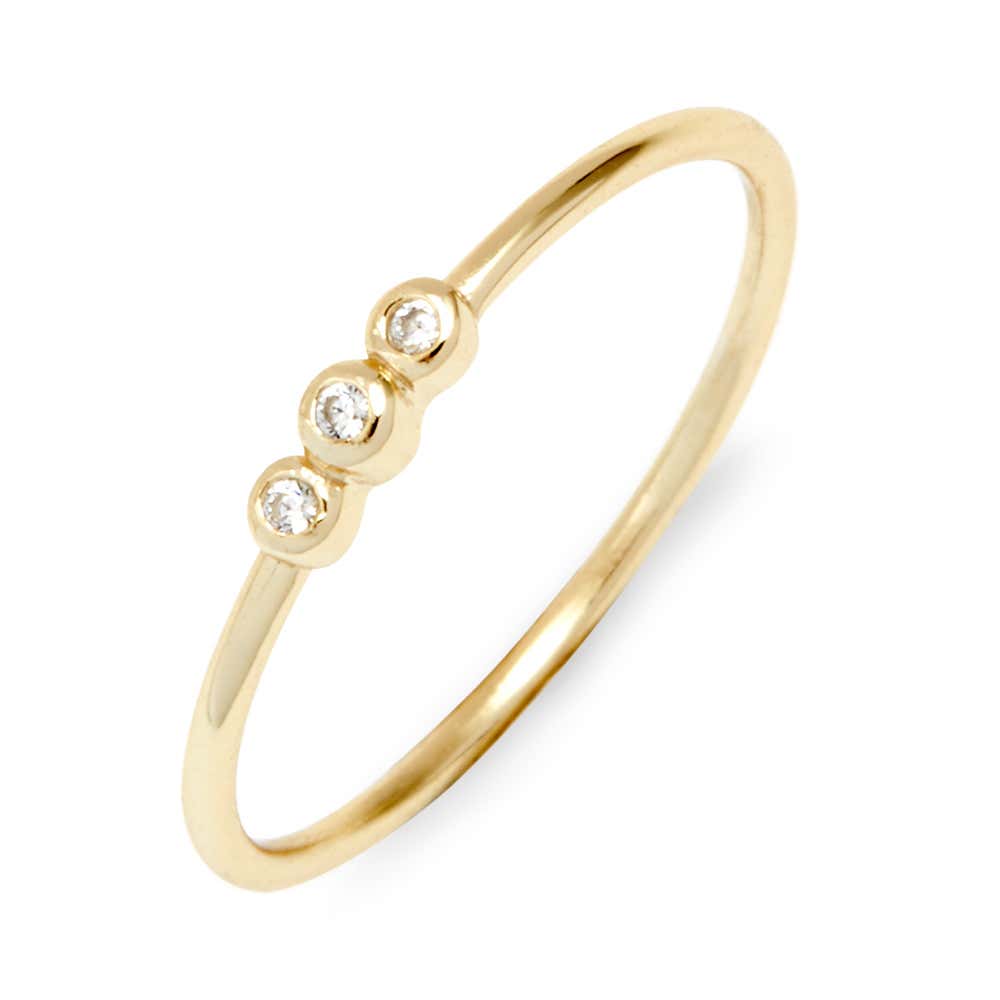 Dainty Cubic Zirconia Bezel Set Gold Stackable Ring | Eve's Addiction