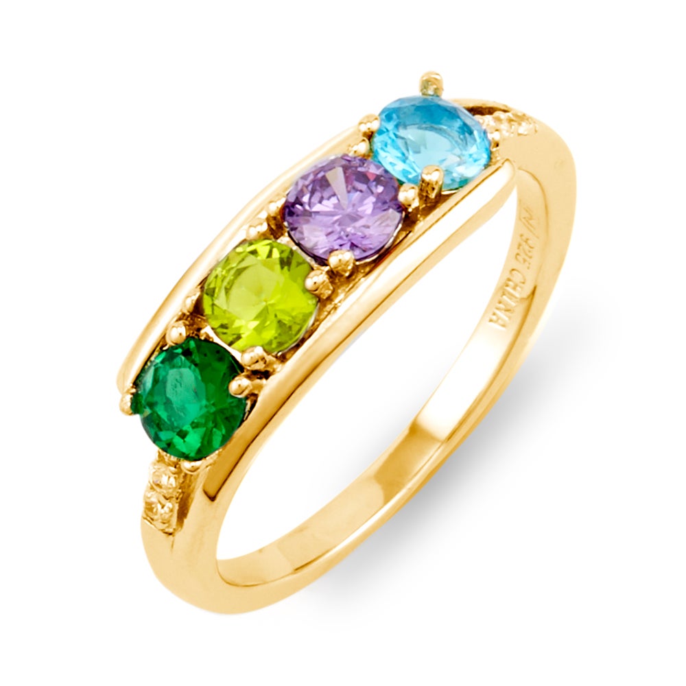 Petite 4 Stone Gold Birthstone Mother's Ring