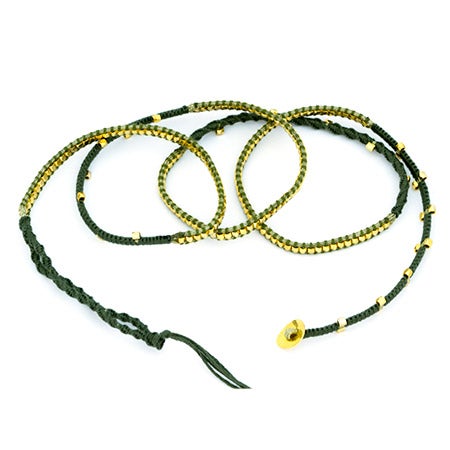 Olive Green and Gold Beaded Wrap Bracelet | Eve's Addiction®