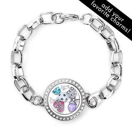 Floating Charm Locket Lockets Eve S Addiction Diamond Cz Floating Charm Link Bracelet Customizable 23 80