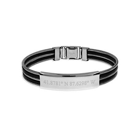 Custom Stainless Steel Bracelets Eve S Addiction Men S Cable And Rubber Custom Coordinate Bracelet Customizable 30 80