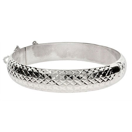 Engravable 12mm Diamond Cut Sterling Silver Bracelet | Eve's Addiction®