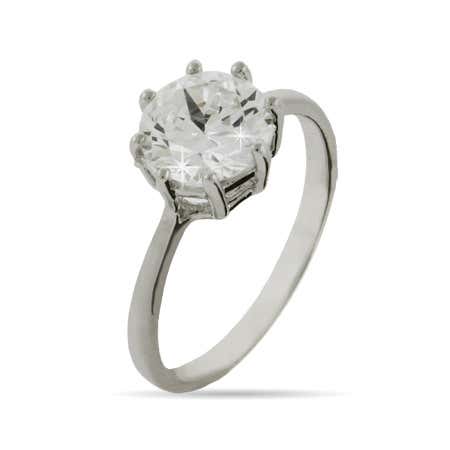 Celebrity inspired round simple cz engagement ring from Eves Addiction