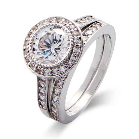 Vintage art Deco Engagement ring with cubic zirconia stones, best cz rings online