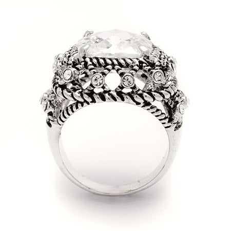 Designer Inspired Woven Cable Cushion Cut CZ Cocktail Ring | Eve's ...