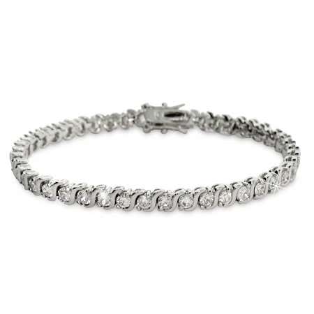 Diamond cubic zirconia tennis bracelet with flexible aline bracelet design