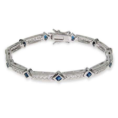 Cubic zirconia sapphire tennis bracelet in sterling silver from Eves addiction