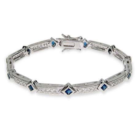 Cubic zirconia sapphire tennis bracelet in sterling silver from Eves addiction