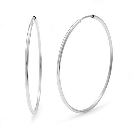 Sterling Silver Hoop Earrings Fake Diamond Celebrity Inspired Sterling Silver Continuous Hoop Earrings 1 5 Inch 18 20