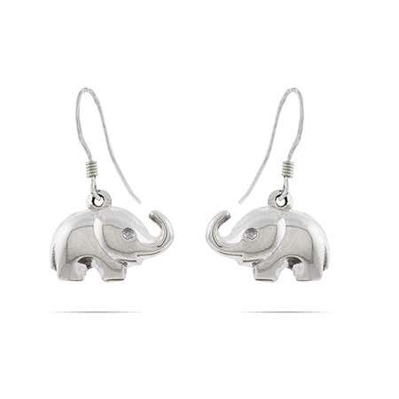 Sterling Silver Elephant Dangle Earrings