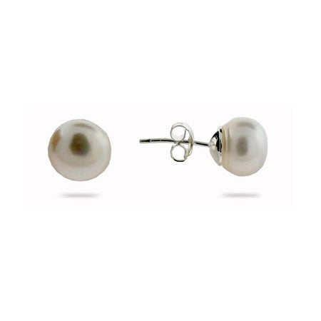 9mm White Freshwater Pearl Stud Earrings | Eve's Addiction®