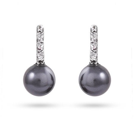 Sterling Silver Black Freshwater Pearl & CZ Earrings | Eve's Addiction