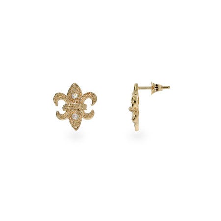 Fleur De Lis Cz Gold Vermeil Stud Earrings Eve S Addiction