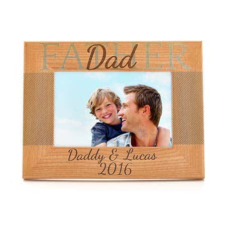 Personalized Father Carved Wood Frame