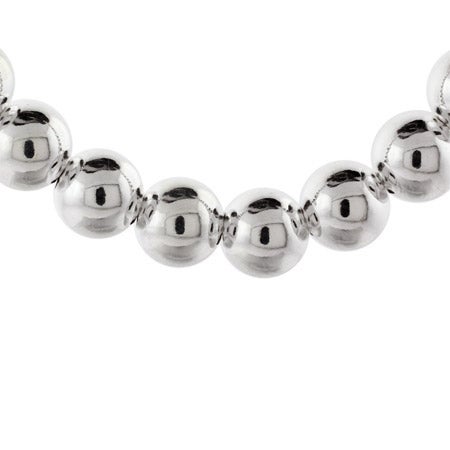 Designer Style 10mm Sterling Silver Bead Necklace | Eve's Addiction