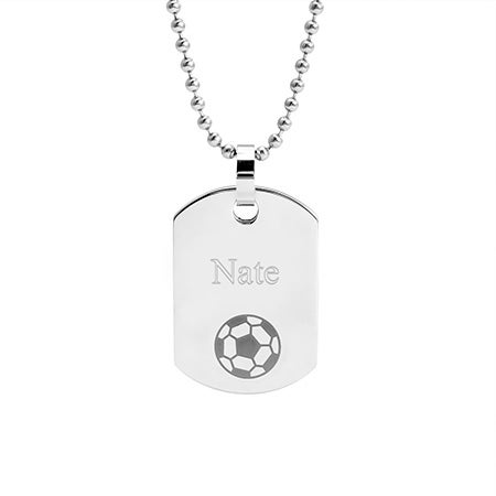 Stainless Steel Engravable Soccer Dog Tag