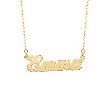 14K Solid Gold Simple Script Custom Name Necklace