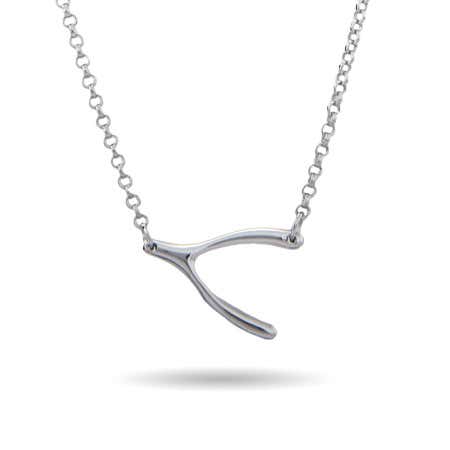 Sterling Silver Sideways Wishbone Necklace