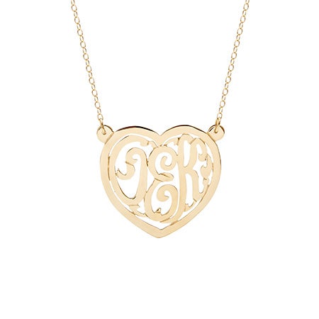 Gold Vermeil Custom Monogram Heart Necklace